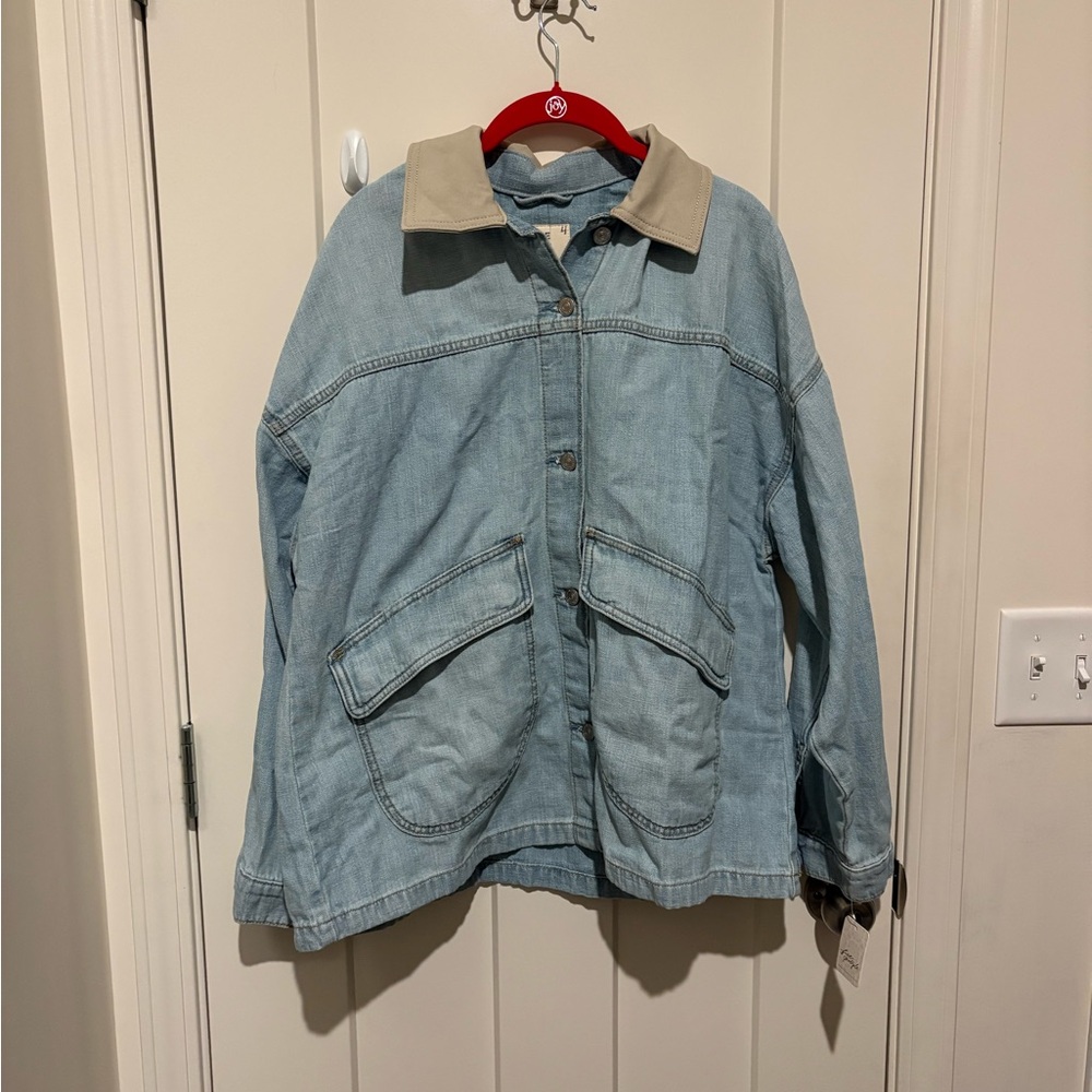 Free People We The Free Lemon Denim Jacket Small Sweet Icing NWT - Picture 4 of 7